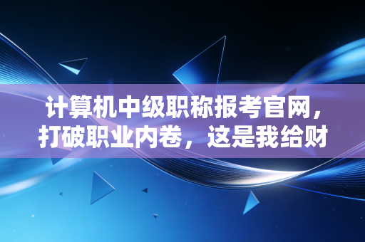 计算机中级职称报考官网,打破职业内卷,这是我给财务人的跨界建议