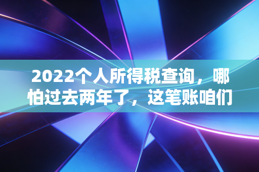 2022个人所得税查询，哪怕过去两年了，这笔账咱们还得算清楚