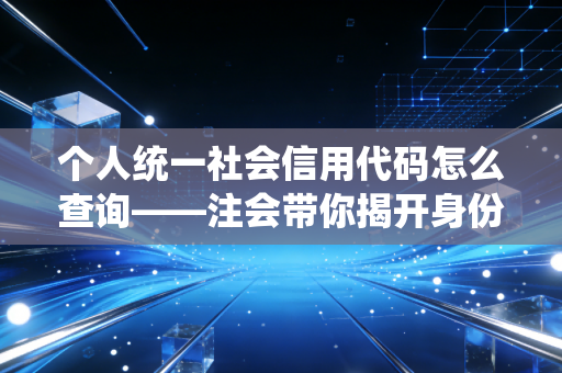 个人统一社会信用代码怎么查询——注会带你揭开身份的迷雾