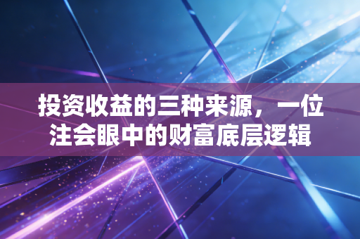 投资收益的三种来源，一位注会眼中的财富底层逻辑