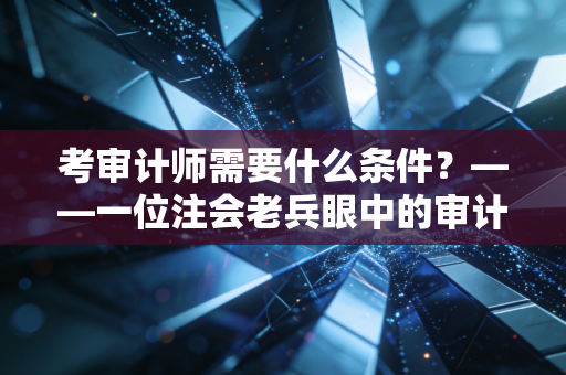 考审计师需要什么条件?——一位注会老兵眼中的审计进阶之路