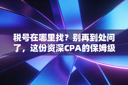 税号在哪里找？别再到处问了，这份资深CPA的保姆级教程请收好