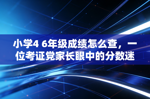 小学4 6年级成绩怎么查,一位考证党家长眼中的分数迷局与破局之道