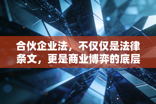 合伙企业法，不仅仅是法律条文，更是商业博弈的底层逻辑与避坑指南