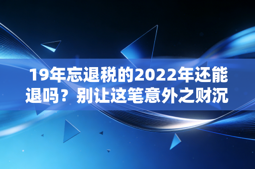 19年忘退税的2022年还能退吗？别让这笔意外之财沉睡，教你如何亡羊补牢