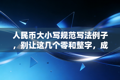 人民币大小写规范写法例子，别让这几个零和整字，成了财务生涯的滑铁卢