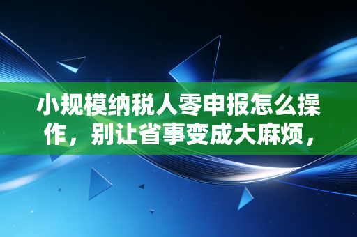 小规模纳税人零申报怎么操作，别让省事变成大麻烦，老会计的大实话
