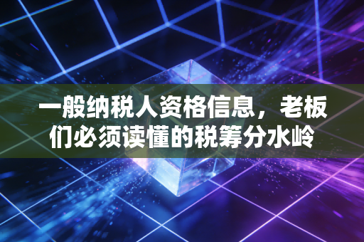 一般纳税人资格信息，老板们必须读懂的税筹分水岭
