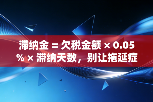 滞纳金 = 欠税金额 × 0.05% × 滞纳天数，别让拖延症烧了你的钱，手把手教你避坑指南
