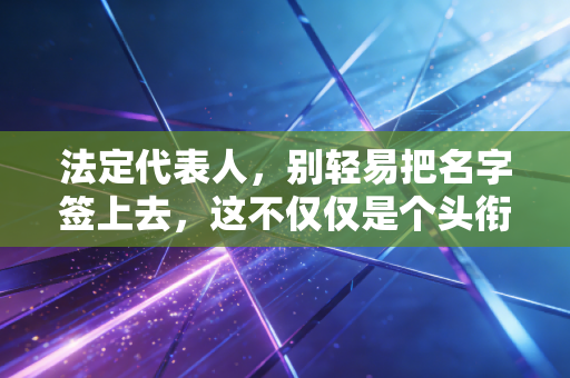 法定代表人，别轻易把名字签上去，这不仅仅是个头衔，更是一副枷锁