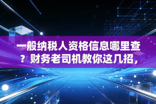一般纳税人资格信息哪里查？财务老司机教你这几招，别再被第三方软件坑了