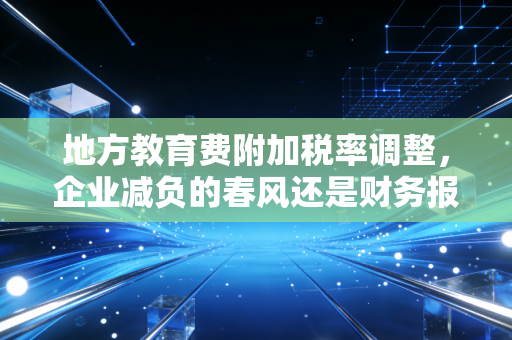 地方教育费附加税率调整，企业减负的春风还是财务报表的暗礁？