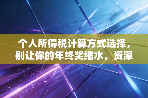 个人所得税计算方式选择，别让你的年终奖缩水，资深CPA教你如何精准避坑