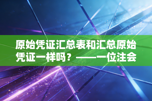 原始凭证汇总表和汇总原始凭证一样吗？——一位注会眼中的凭证管理艺术与审计雷区