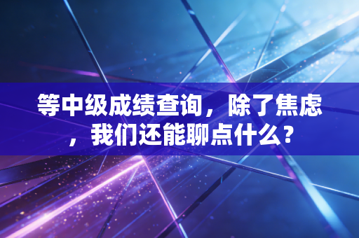 等中级成绩查询,除了焦虑,我们还能聊点什么?