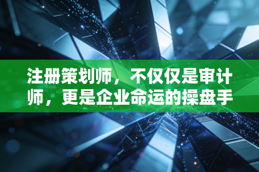 注册策划师，不仅仅是审计师，更是企业命运的操盘手