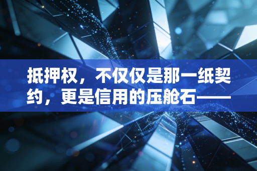 抵押权,不仅仅是那一纸契约,更是信用的压舱石——一名注会视角的深度剖析