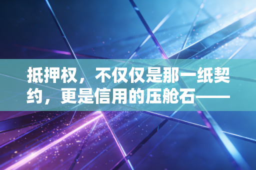 抵押权，不仅仅是那一纸契约，更是信用的压舱石——一名注会视角的深度剖析