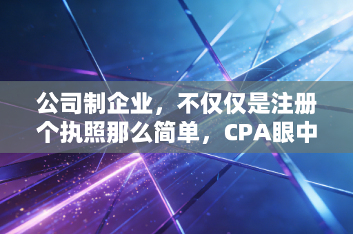 公司制企业，不仅仅是注册个执照那么简单，CPA眼中的创业避坑指南