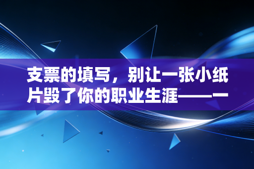 支票的填写,别让一张小纸片毁了你的职业生涯——一个注会老兵的掏心窝子话
