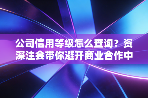 公司信用等级怎么查询？资深注会带你避开商业合作中的那些深坑