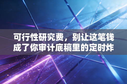 可行性研究费，别让这笔钱成了你审计底稿里的定时炸弹