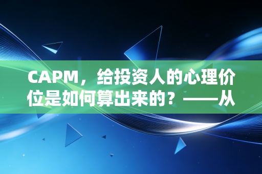 CAPM，给投资人的心理价位是如何算出来的？——从CPA视角看风险与收益的终极博弈