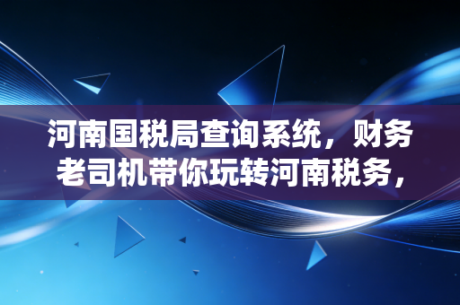 河南国税局查询系统,财务老司机带你玩转河南税务,从入门到精通的避坑指南