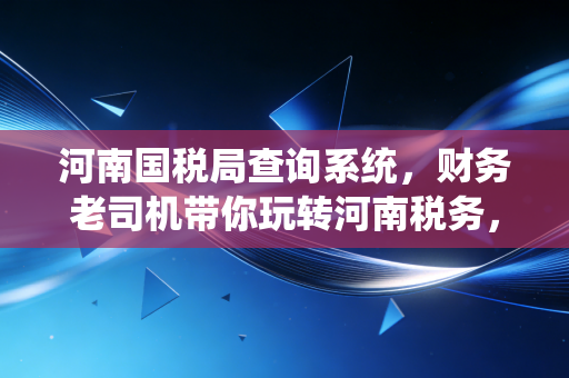 河南国税局查询系统，财务老司机带你玩转河南税务，从入门到精通的避坑指南