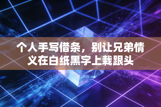 个人手写借条，别让兄弟情义在白纸黑字上栽跟头