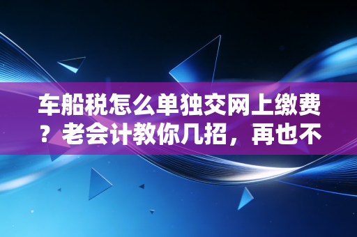 车船税怎么单独交网上缴费？老会计教你几招，再也不用被保险公司捆绑销售了！