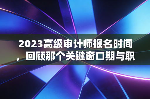 2023高级审计师报名时间,回顾那个关键窗口期与职业进阶的深度思考