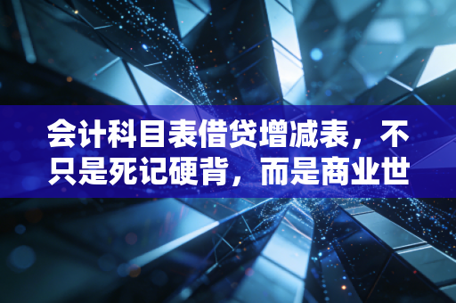会计科目表借贷增减表，不只是死记硬背，而是商业世界的底层逻辑