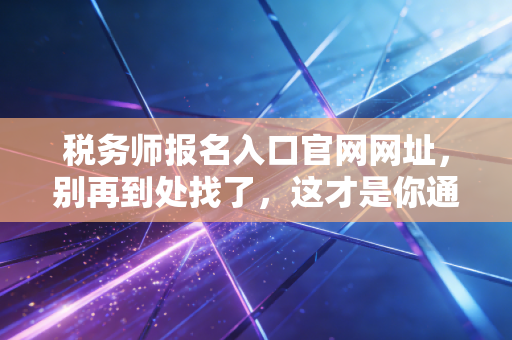 税务师报名入口官网网址，别再到处找了，这才是你通往财税精英之路的起点
