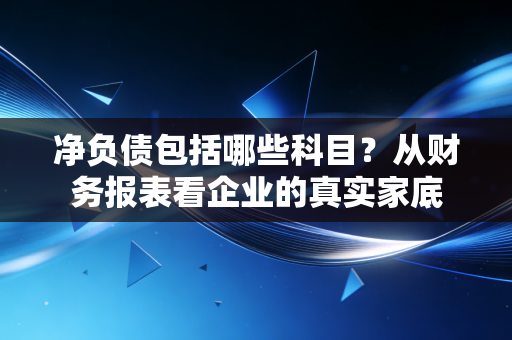 净负债包括哪些科目?从财务报表看企业的真实家底