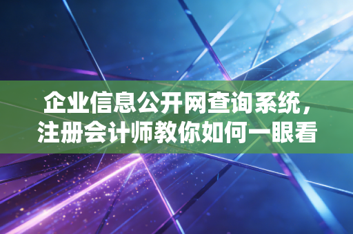 企业信息公开网查询系统，注册会计师教你如何一眼看穿商业迷雾
