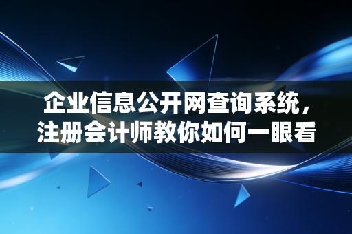 企业信息公开网查询系统，注册会计师教你如何一眼看穿商业迷雾