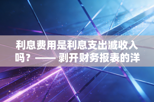 利息费用是利息支出减收入吗？—— 剥开财务报表的洋葱，看清资金成本的真相