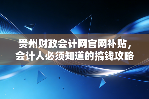 贵州财政会计网官网补贴，会计人必须知道的搞钱攻略与行业思考