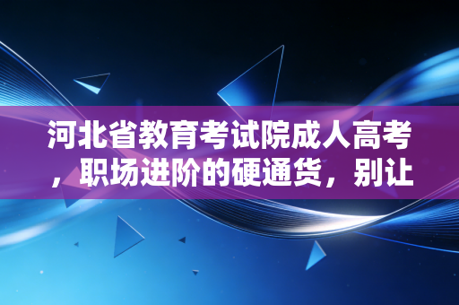 河北省教育考试院成人高考，职场进阶的硬通货，别让学历成为你人生的天花板