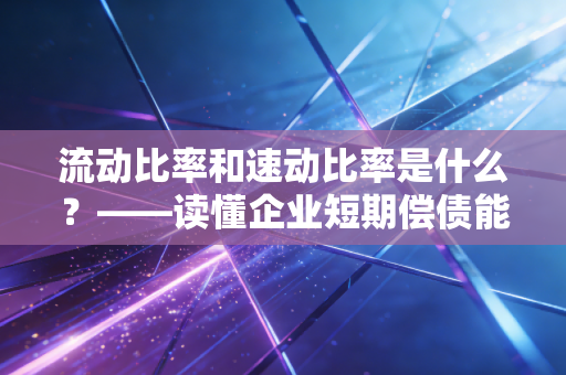 流动比率和速动比率是什么？——读懂企业短期偿债能力的双保险
