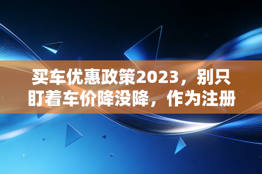 买车优惠政策2023，别只盯着车价降没降，作为注册会计师，我教你如何薅到最大的羊毛