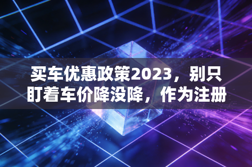 买车优惠政策2023，别只盯着车价降没降，作为注册会计师，我教你如何薅到最大的羊毛