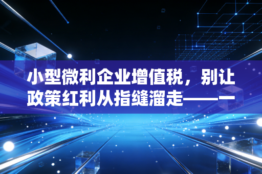 小型微利企业增值税，别让政策红利从指缝溜走——一位注会师的心里话