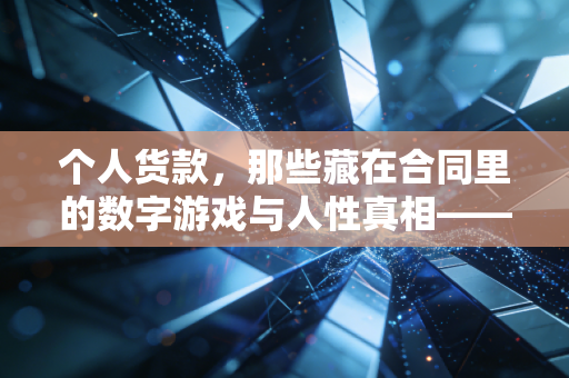 个人货款，那些藏在合同里的数字游戏与人性真相——一位注会从业者的深度剖析