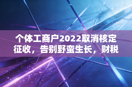 个体工商户2022取消核定征收，告别野蛮生长，财税合规才是长久之计