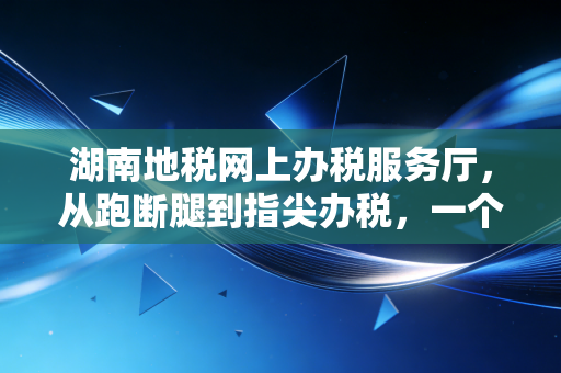 湖南地税网上办税服务厅，从跑断腿到指尖办税，一个老会计眼中的数字化变迁与实操避坑指南