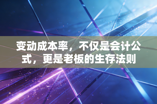详细阅读:变动成本率,不仅是会计公式,更是老板的生存法则 变动成本率,不仅是会计公式,更是老板的生存法则