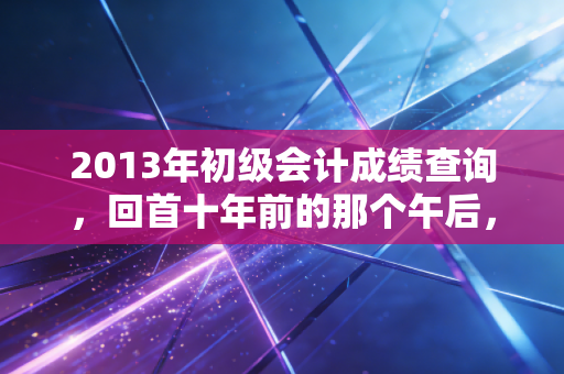 2013年初级会计成绩查询,回首十年前的那个午后,我们如何定义会计生涯