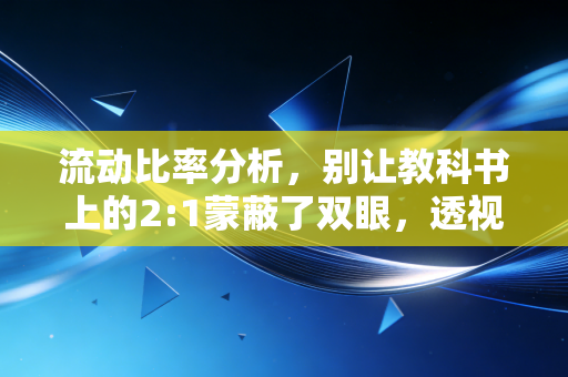 流动比率分析，别让教科书上的2:1蒙蔽了双眼，透视企业短期偿债的真实底牌